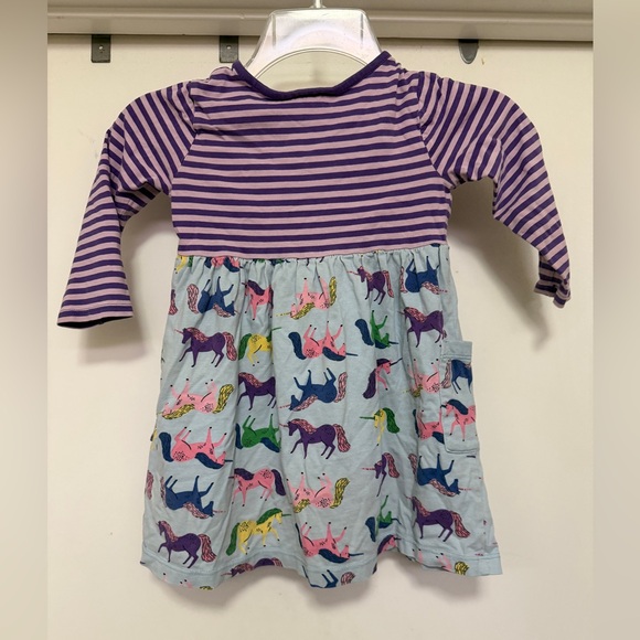 Hannah Andersson long sleeve striped unicorn dress - purple/blue size 4 (100) - Picture 3 of 8